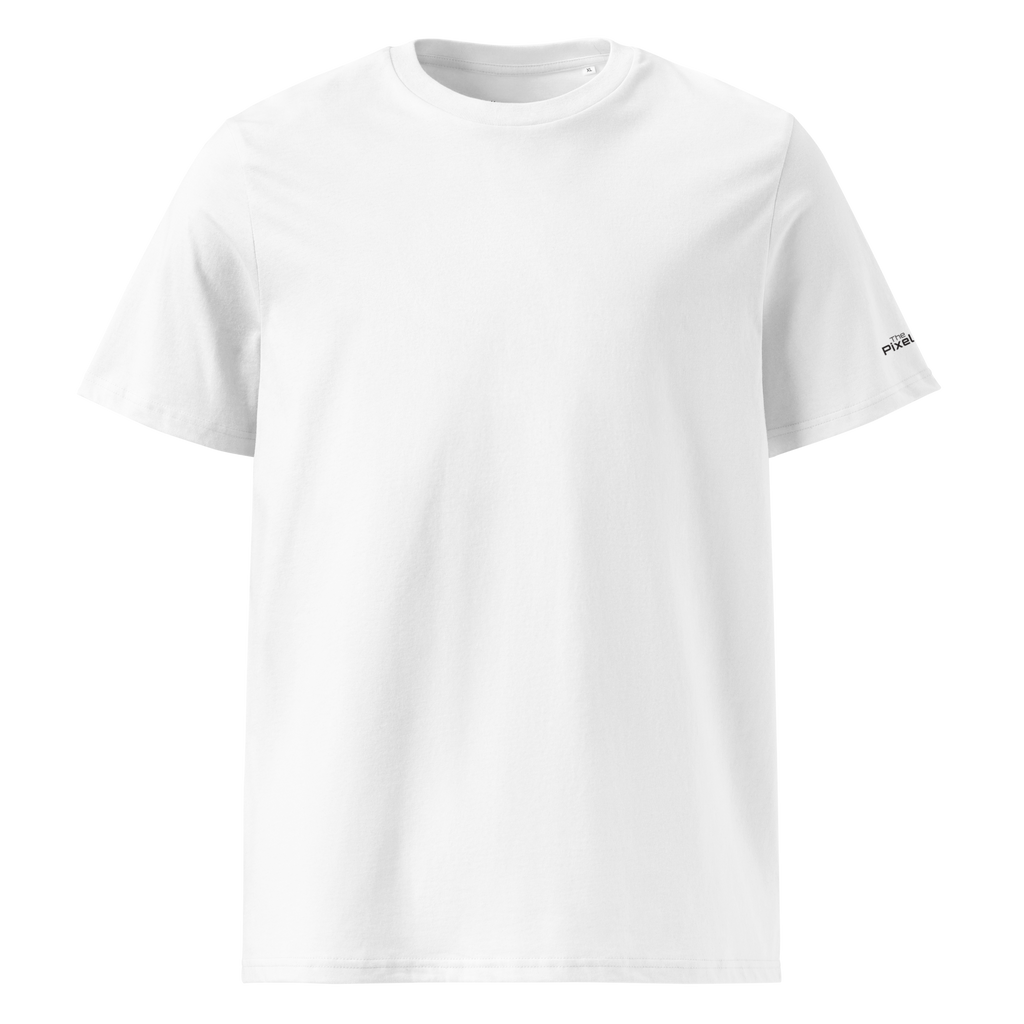 White organic cotton t-shirt front flat view – The Pixel Wolf