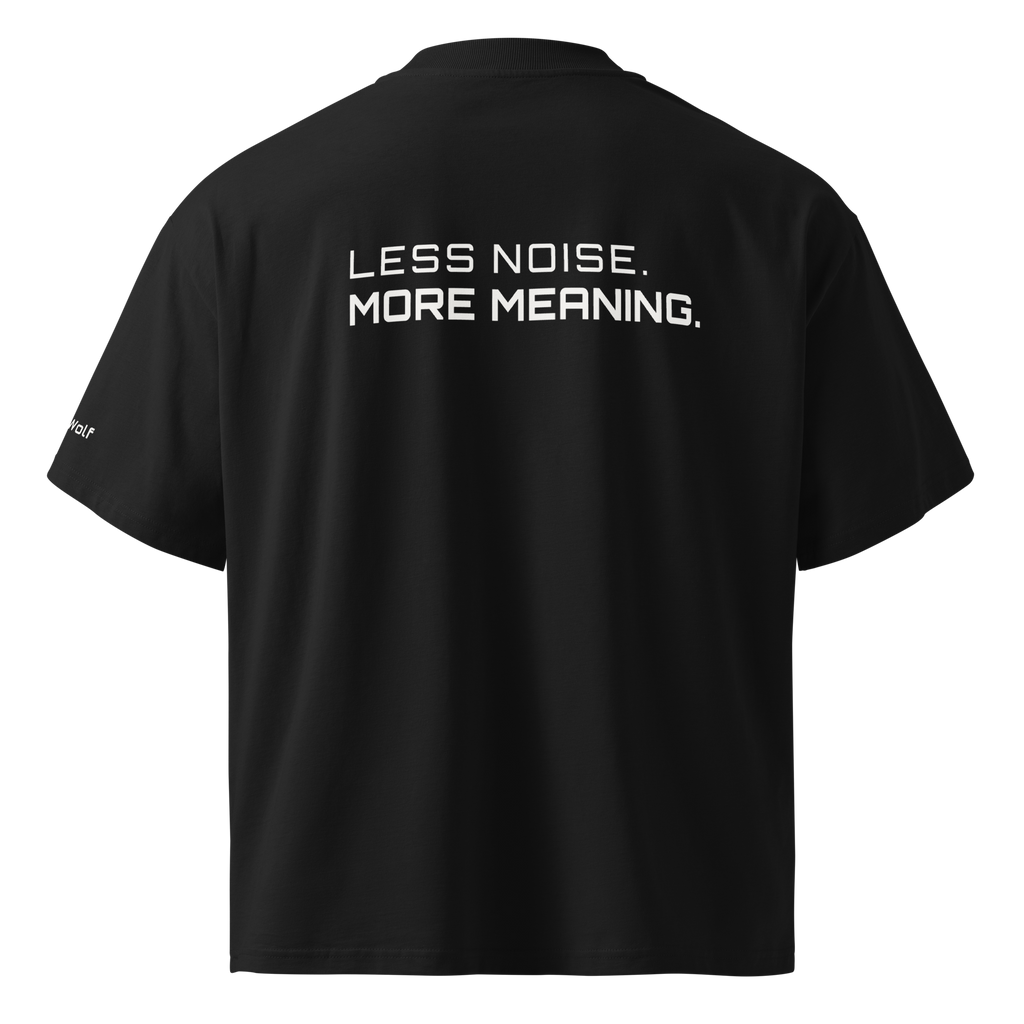Black oversized organic high neck t-shirt back view – The Pixel Wolf