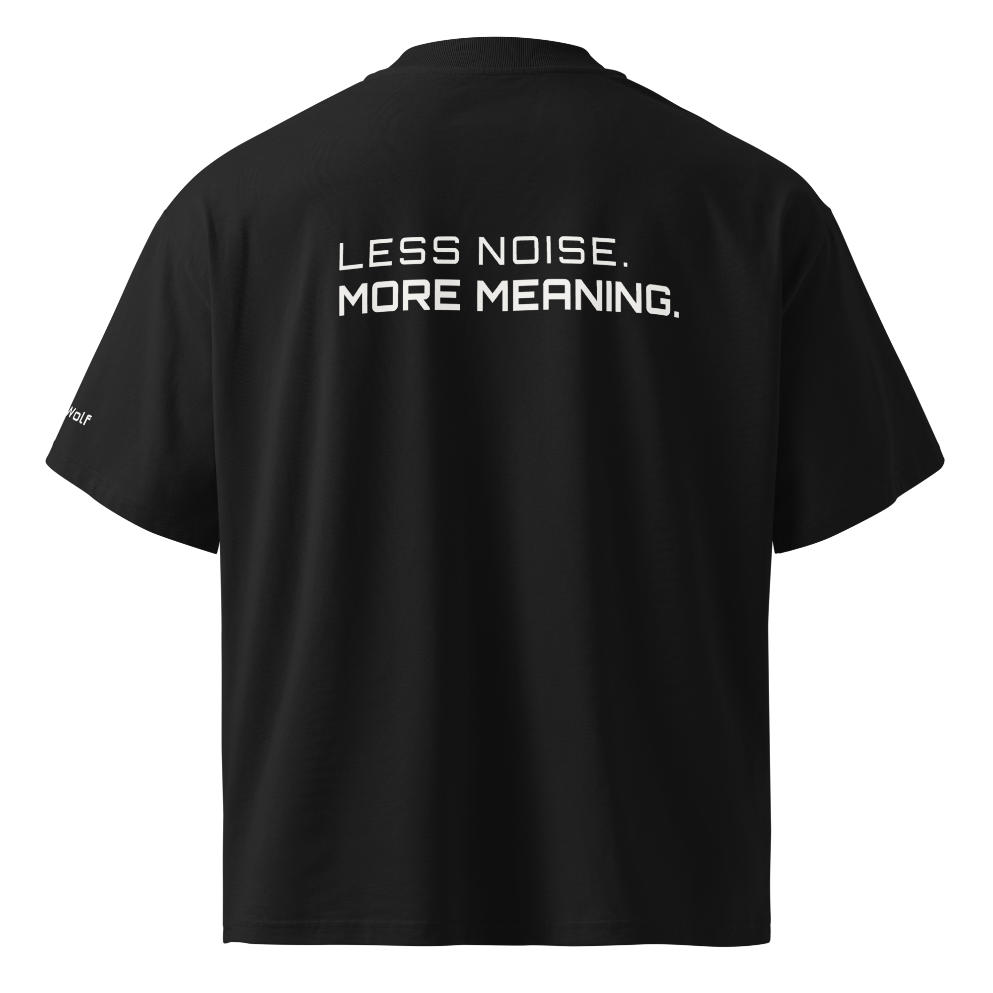 Black oversized organic high neck t-shirt back view – The Pixel Wolf