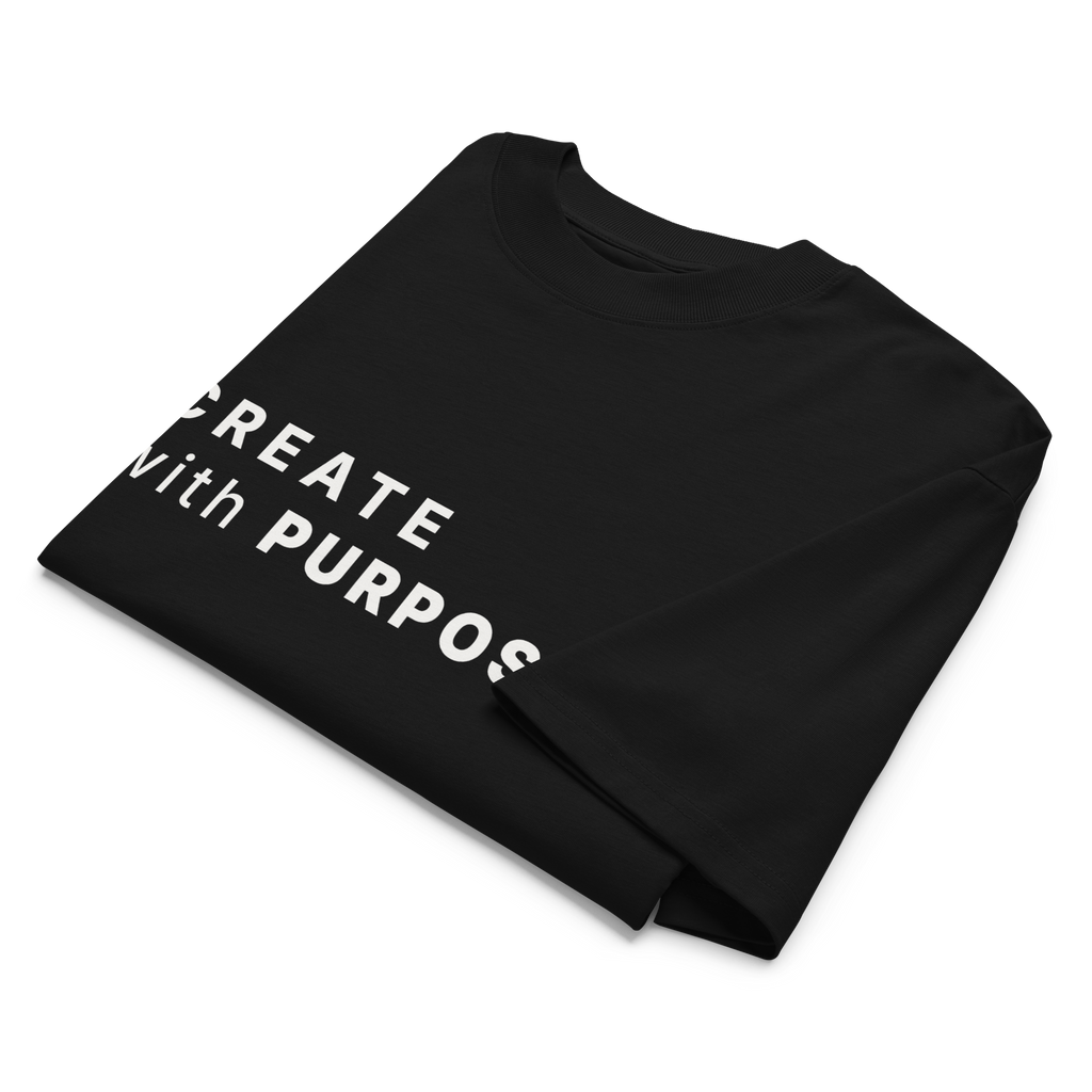 Black oversized organic high neck t-shirt detail view of print and collar