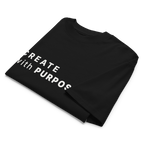 Black oversized organic high neck t-shirt detail view of print and collar
