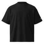 Black oversized organic high neck t-shirt front flat view – The Pixel Wolf