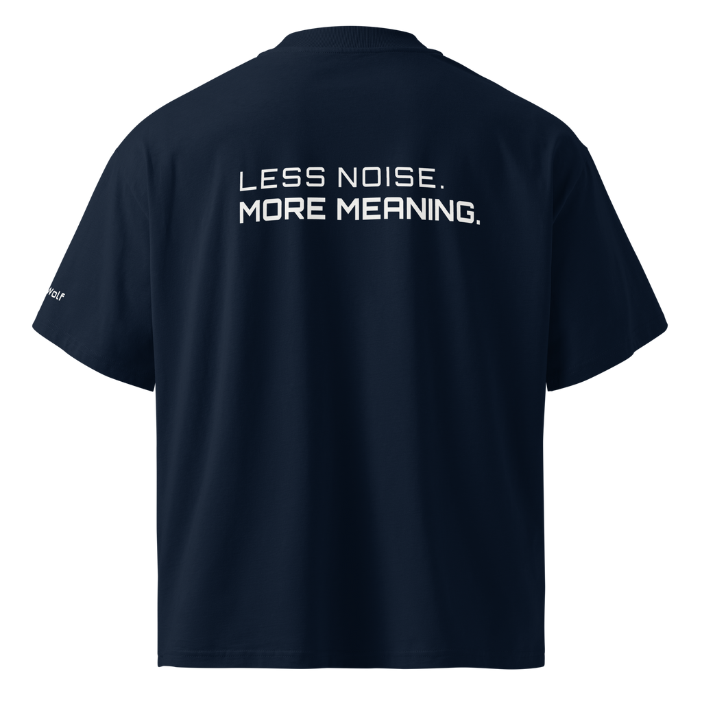 French Navy oversized organic high neck t-shirt back view – The Pixel Wolf