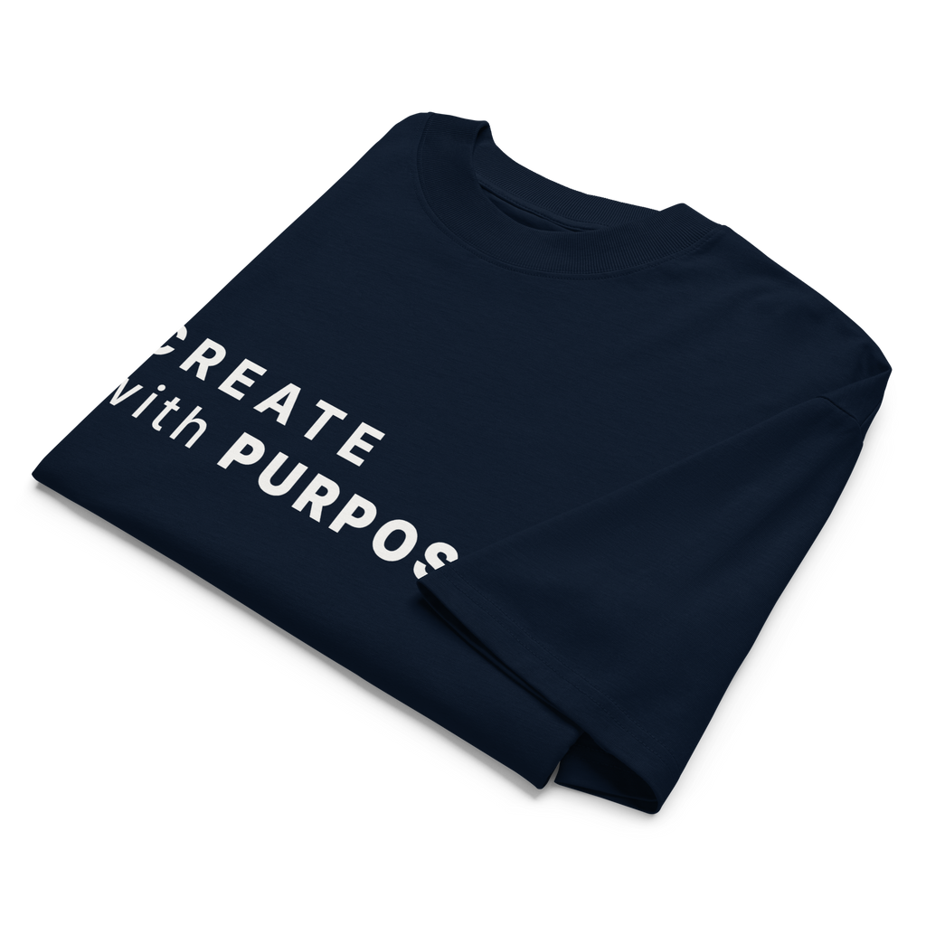French Navy oversized organic high neck t-shirt detail view of print and collar
