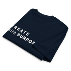 French Navy oversized organic high neck t-shirt detail view of print and collar