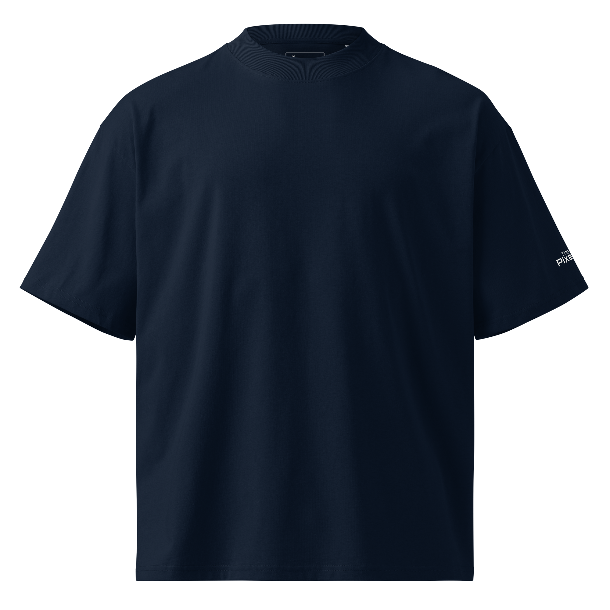 French Navy oversized organic high neck t-shirt front flat view – The Pixel Wolf