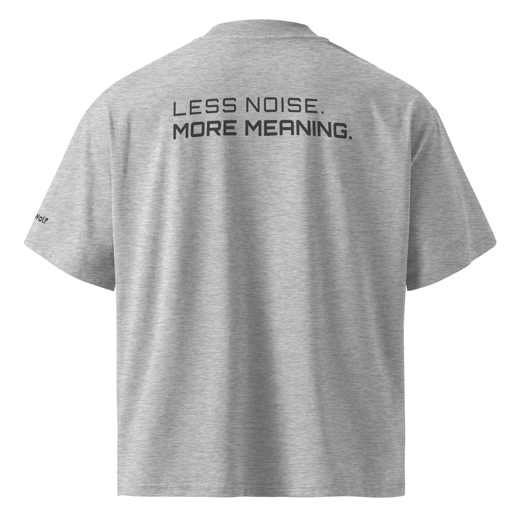 Heather Grey oversized organic high neck t-shirt back view – The Pixel Wolf