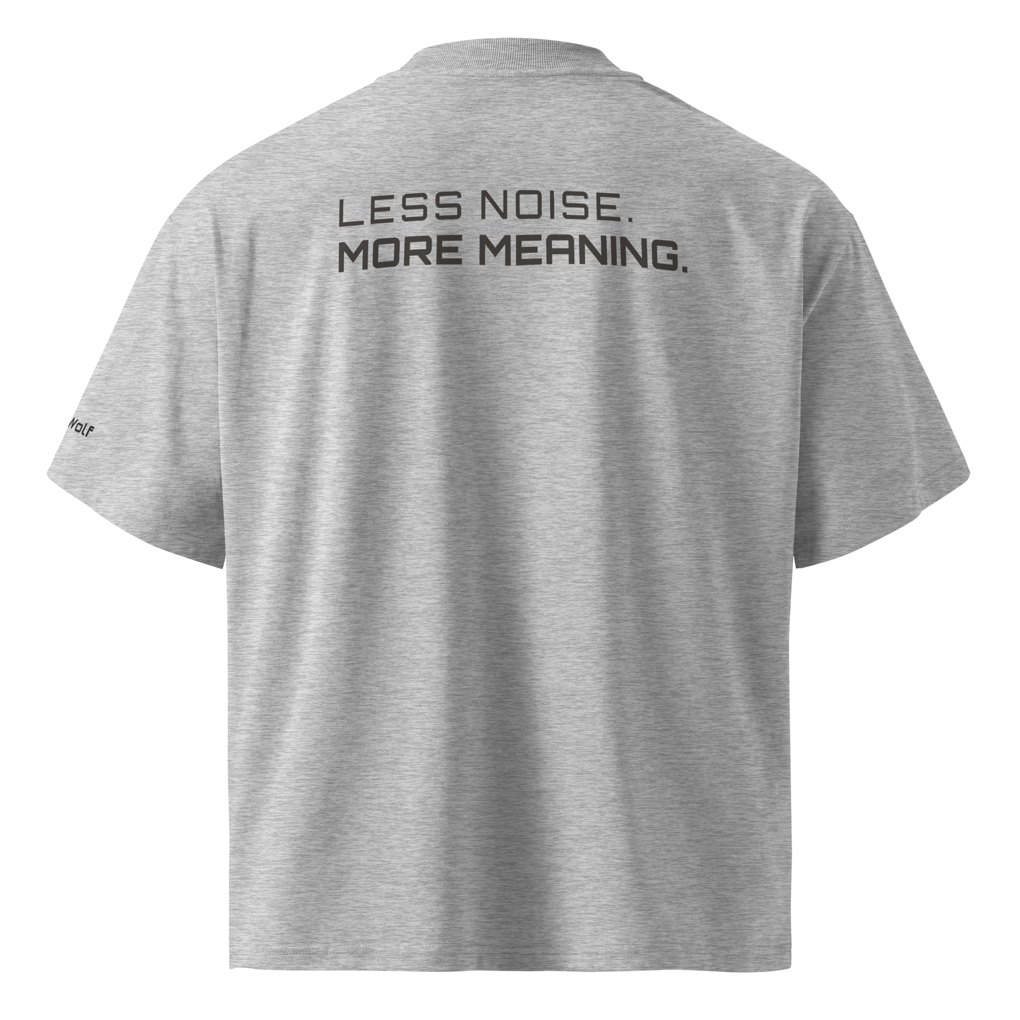 Heather Grey oversized organic high neck t-shirt back view – The Pixel Wolf