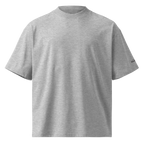 Heather Grey oversized organic high neck t-shirt front flat view – The Pixel Wolf