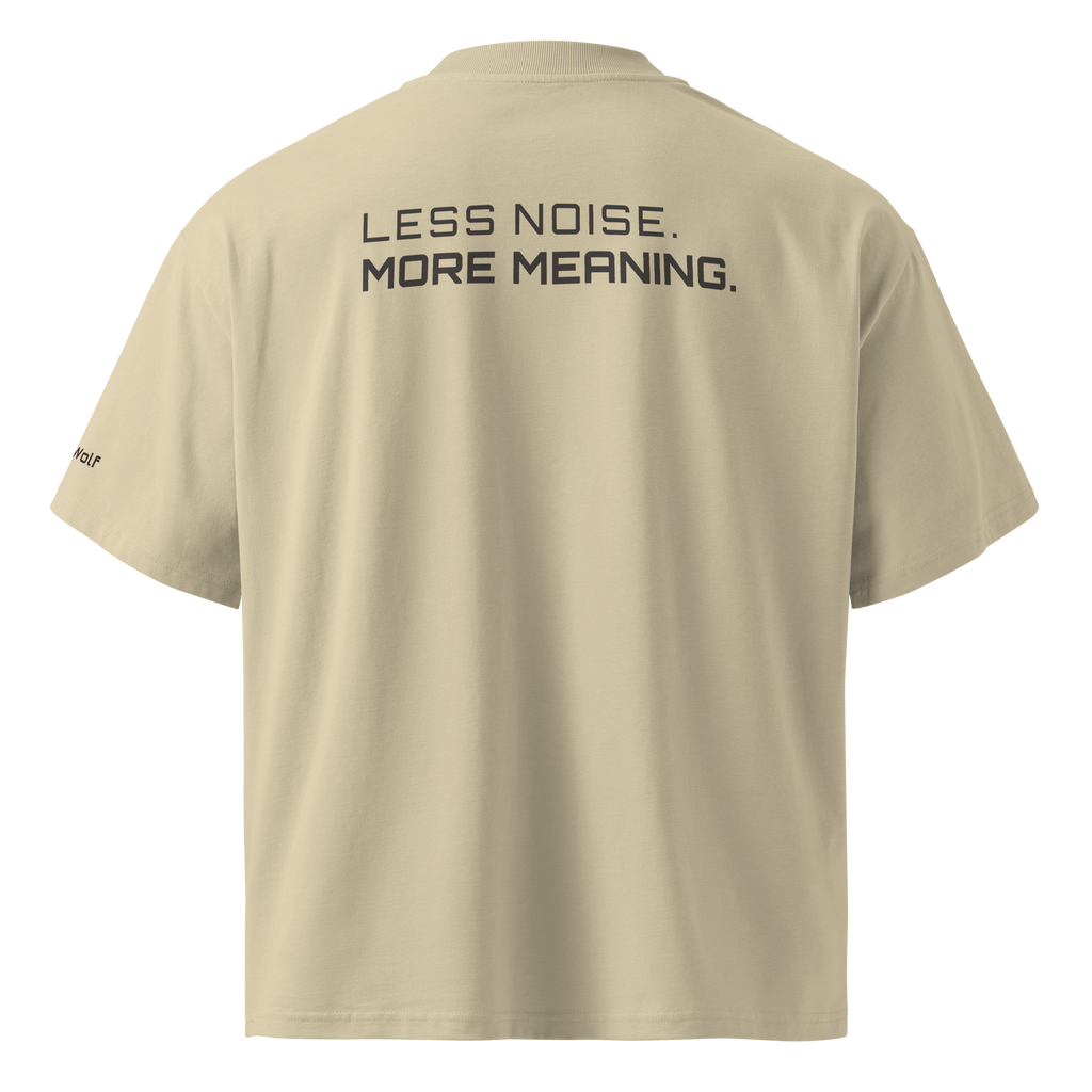 Stone oversized organic high neck t-shirt back view – The Pixel Wolf