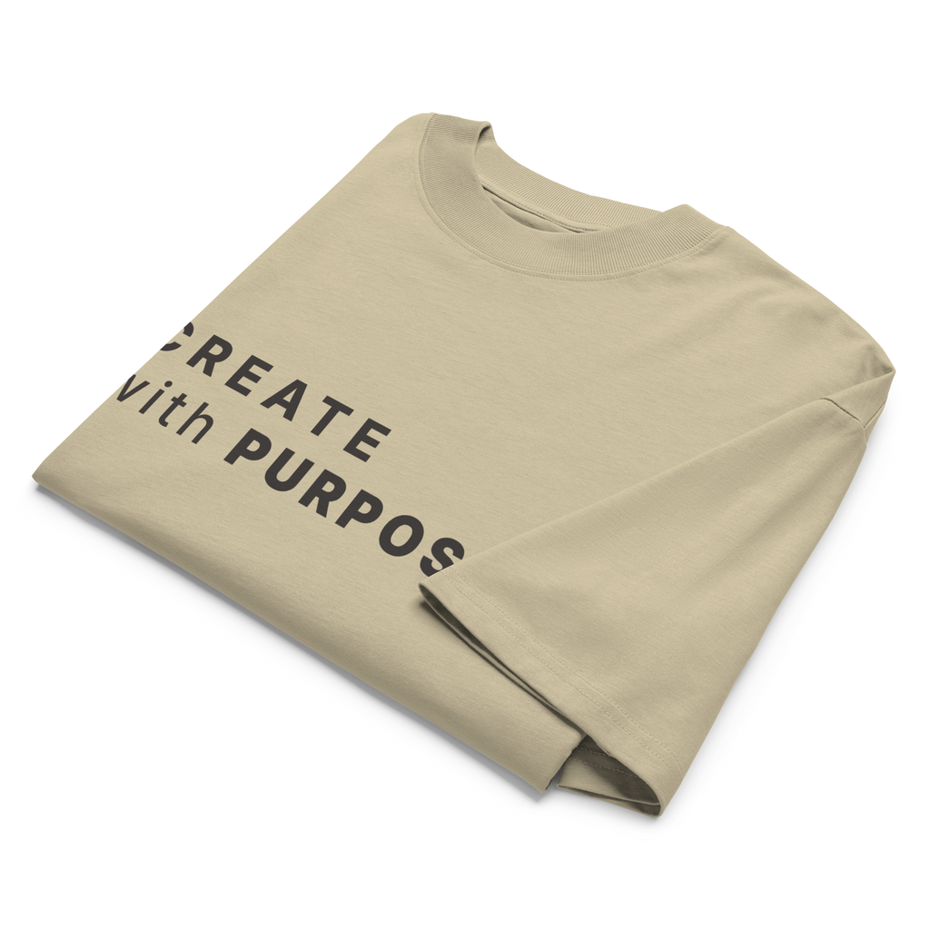 Stone oversized organic high neck t-shirt detail view of print and collar