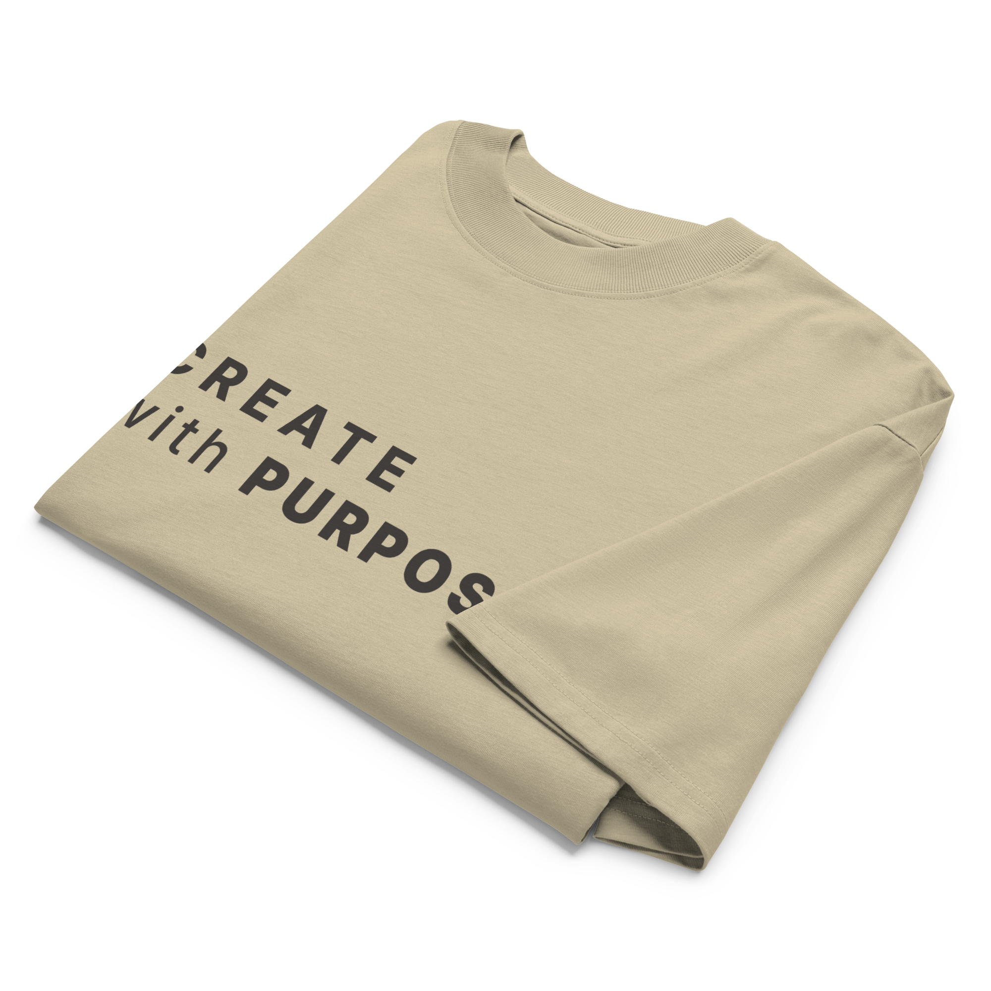 Stone oversized organic high neck t-shirt detail view of print and collar