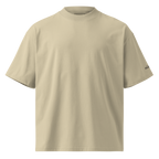 Stone oversized organic high neck t-shirt front flat view – The Pixel Wolf