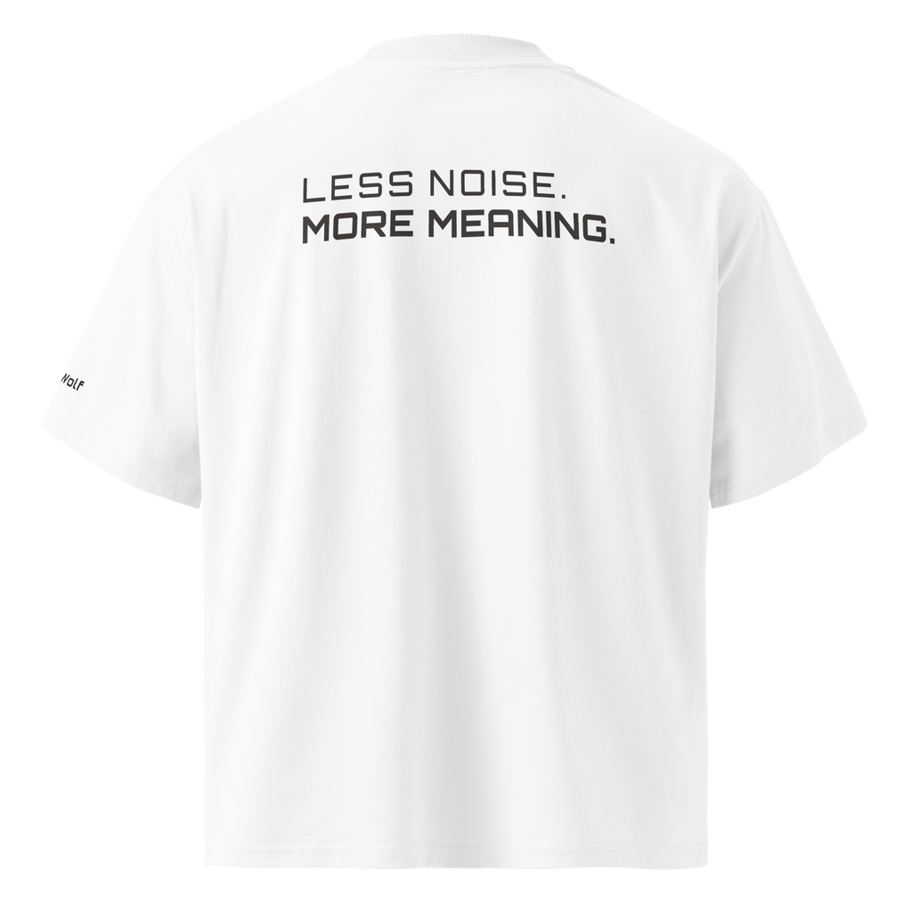 White oversized organic high neck t-shirt back view – The Pixel Wolf