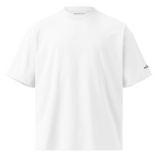 White oversized organic high neck t-shirt front flat view – The Pixel Wolf