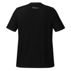 Black eco minimalist t-shirt back view with outside label logo – The Pixel Wolf