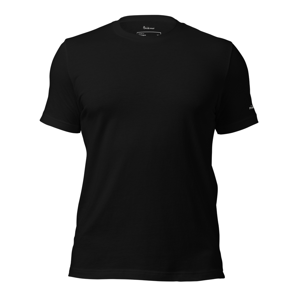 Black eco t-shirt front view – The Pixel Wolf