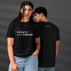 Black eco minimalist t-shirt lifestyle view worn by models – The Pixel Wolf