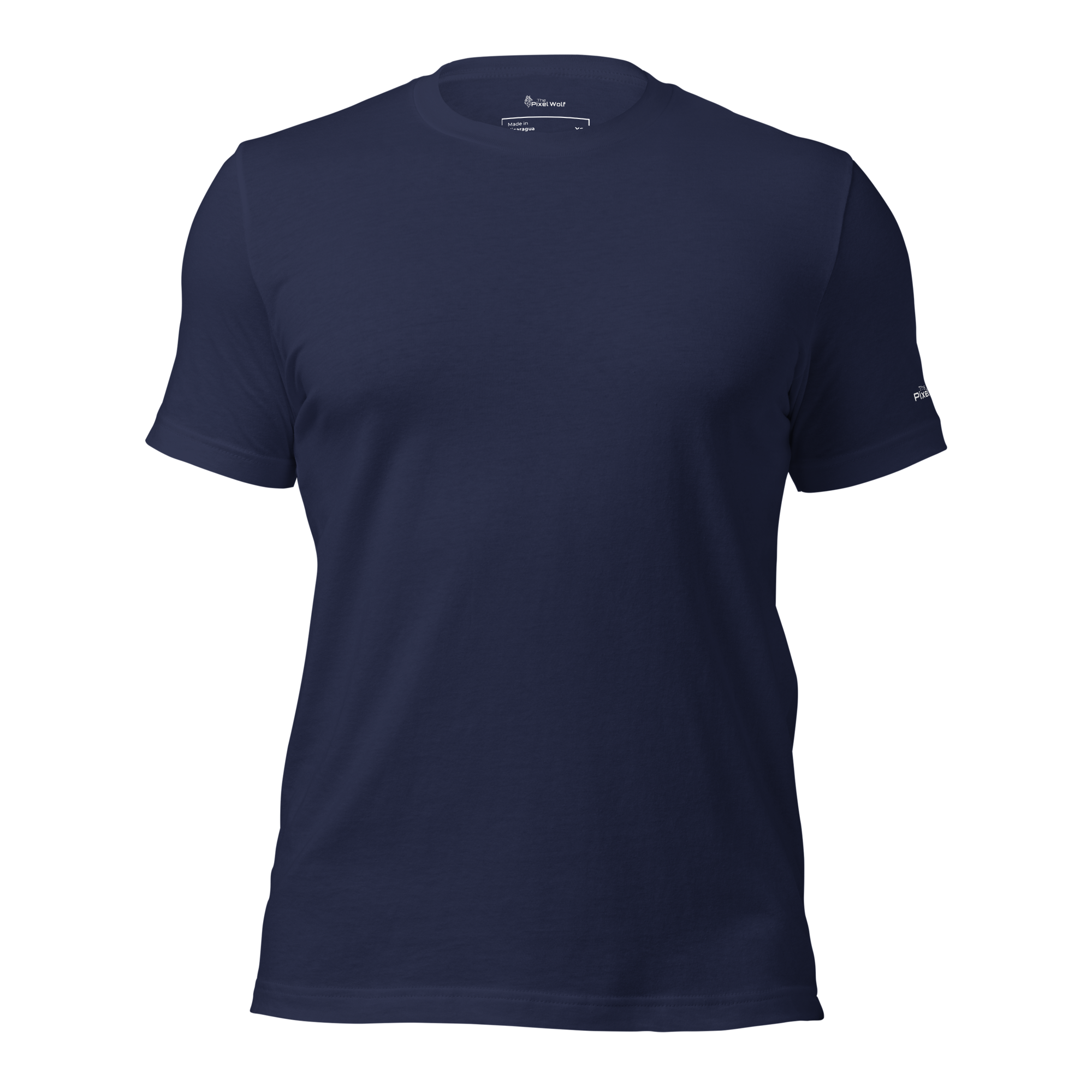 Navy eco t-shirt front view – The Pixel Wolf