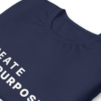 Navy eco minimalist t-shirt detail view of print and fabric texture – The Pixel Wolf