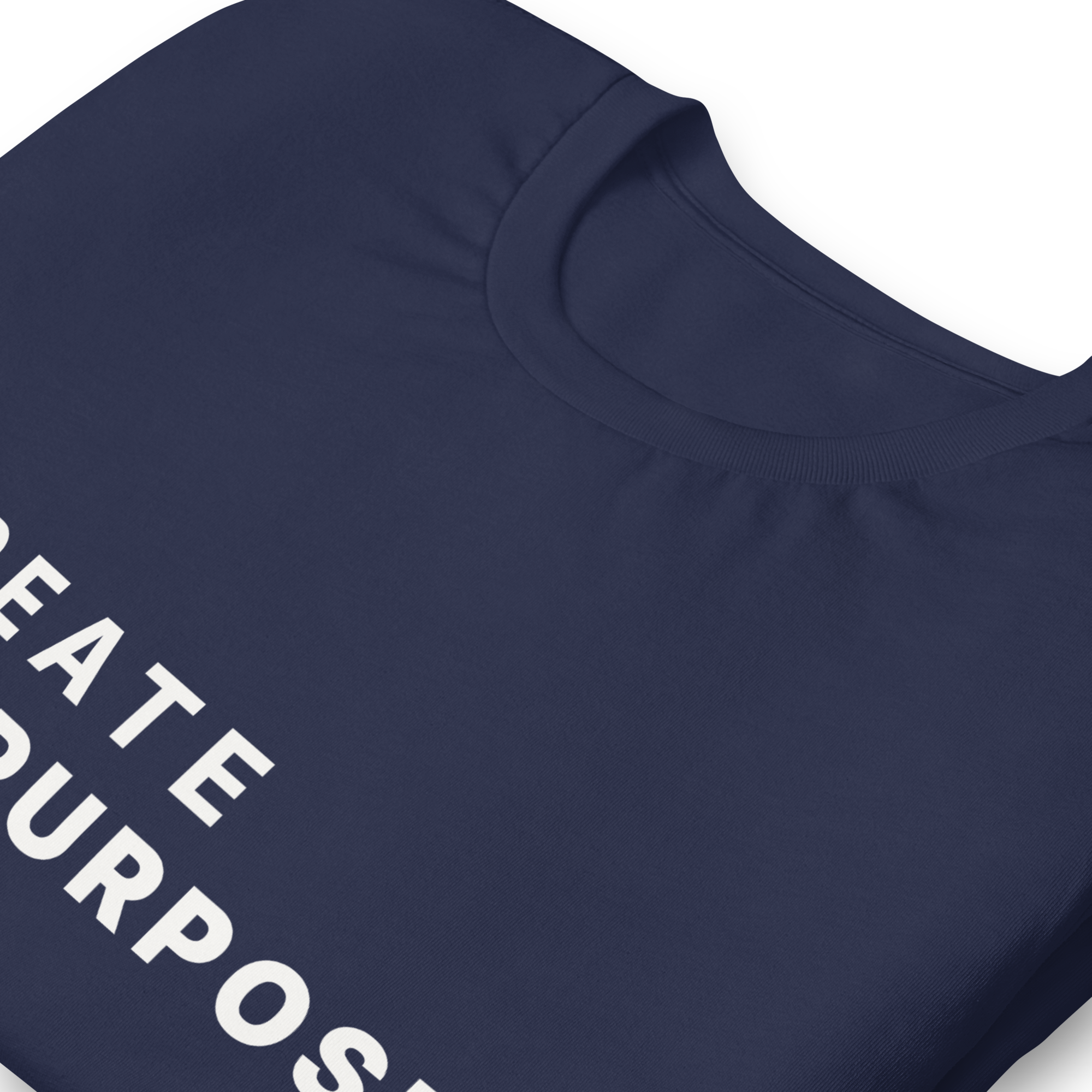 Navy eco minimalist t-shirt detail view of print and fabric texture – The Pixel Wolf