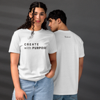 White eco minimalist t-shirt lifestyle view worn by models – The Pixel Wolf